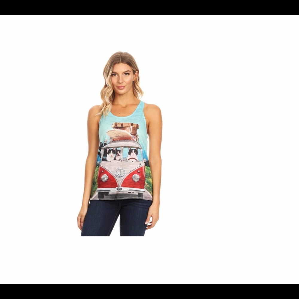 Brand New Roadtrippin Cat Tank Top